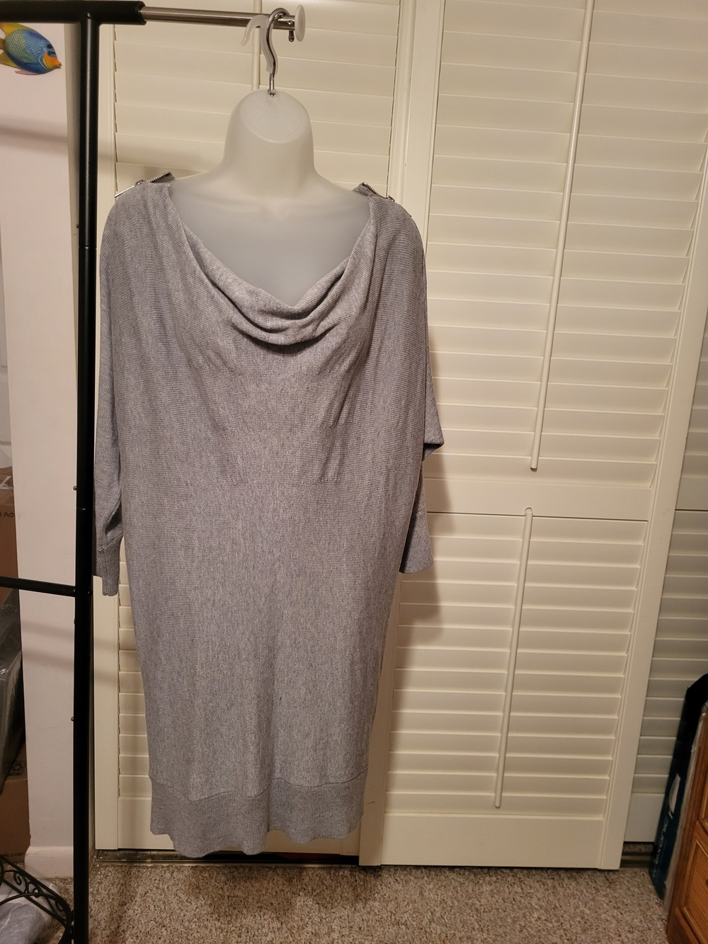 MICHAEL Michael Kors Gray Cowl Neck Long Sleeve Sweater Dress 23 X 38